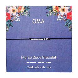 Платина Браслеты с азбукой Морзе, плетеные браслеты из латунных бусин для женщин, с вощеной шнур, платина, 5-1/8~11 дюйм (13~28 см)