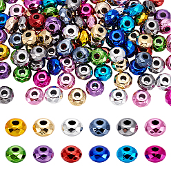 (52) Непрозрачная лаванда 100шт. УФ-покрытие акриловые европейские бусины, бусины с большим отверстием, граненые, рондель, разноцветные, 15x8 мм, отверстие : 4.7 мм