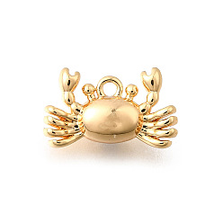 Краб Латунные подвески на тему океана, без кадмия, без никеля и без свинца, реальный 18 k позолоченный, краб, 8.5x14x4.5 мм, отверстие : 1.2 мм
