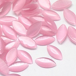 Pearl Pink Cat Eye Cabochons, Horse Eye, Pearl Pink, 15x7x2.5mm