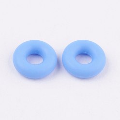 Светло-Голубой Силиконовые бусины, изготовление браслетов diy, пончик, Небесно-голубой, 5x2 мм, отверстие : 1 мм