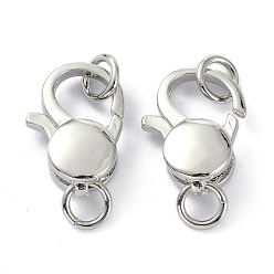 Платинированный Стойки обшивки латунь когтя омара застежками, с целью перехода в кольце, долговечный, застежки на спусковой крючок, Реальная платина, 14x10.5x5 мм, отверстие : 3 мм