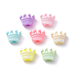 Mixed Color Imitation Pearl Acrylic European Beads, Large Hole Beads, Crown, Mixed Color, 10.5x13x6mm, Hole: 4mm, about 1428pcs/500g