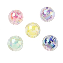 (52) Непрозрачная лаванда Прозрачные акриловые бусины с УФ-покрытием, бусина в бусине, радужный, круглые с бабочкой, разноцветные, 15.5x15 мм, отверстие : 3 мм