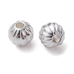 Silver Alloy Spacer Beads, Long-Lasting Plated, Pumpkin Beads, Silver, 4mm, Hole: 1mm