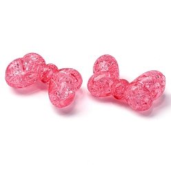 Pink Покрытие прозрачные кракле акриловые бусины, бантом, розовые, 16.5x27x7.5 мм, отверстие : 2.2 мм