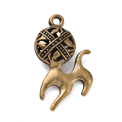 Antique Bronze Alloy Pendants, Hollow, Cat, Antique Bronze, 37x20.5x8mm, Hole: 2.5mm
