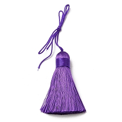 Pourpre Moyen Gros pompons en polyester, pompon de soie glacée, support violet, 50~57x12mm
