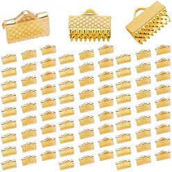 Золотой 280шт. обжимные концы для железной ленты, золотые, 7x10 мм, отверстие : 2 мм