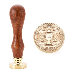 Aquarius Brass Wax Sealing Stamp, with Wood Handle for Post Decoration DIY Card Making, Twelve Constellations, Aquarius, 89.5x25.5mm