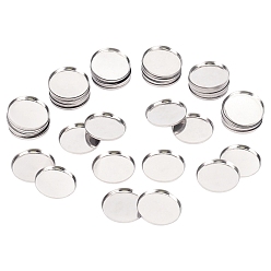 Platinum Tinplate Cabochon Settings, Flat Round, Platinum, Tray: 35mm, 36x3.5mm