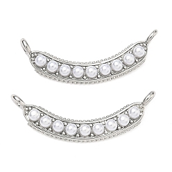 Платина Абс пластмассовые жемчужные подвески, гороховое очарование, с реечной обшивкой латунными выводами, без кадмия и без свинца, долговечный, платина, 10x30x3.5 мм, отверстие : 1.8 мм