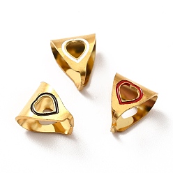 Mixed Color 304 Stainless Steel Snap on Bails, with Enamel, Heart, Golden, Mixed Color, 9x8x7mm, Pin: 1mm