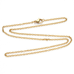 Golden Vacuum Plating 304 Stainless Steel Cable Chain Necklace, with Lobster Claw Clasp, Golden, 19.68 inch(50cm), Link: 2.5x2x0.5mm
