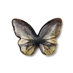Светло-хаки Эпоксидная смола кабошоны, бабочка, с магнитом и блестящей пудрой, светлый хаки, 30x40x6 мм