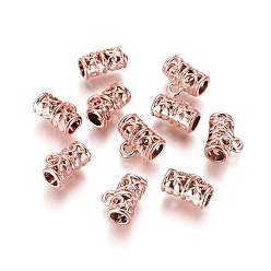 Rose Gold Alloy Tube Bails, Loop Bails, Bail Beads, Tube, Lead Free & Nickel Free, Rose Gold, 12x9x6mm, Hole: 1mm, Inner Diameter: 4mm