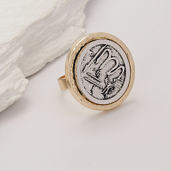 Золотой Кольца для женщин с геометрическим узором из цинкового сплава и жемчугом, овальные, золотые, внутренний диаметр: регулируемый