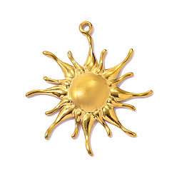 Настоящее золото 18K 304 подвески из нержавеющей стали, подвески в виде солнечных лучей, ионное покрытие (ip), зеркальная полировка, реальный 18 k позолоченный, 36x33 мм, отверстие : 1.8 мм