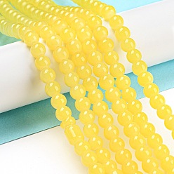 Yellow Baking Painted Imitation Jade Glass Round Bead Strands, Yellow, 6.5mm, Hole: 1.5mm, about 145pcs/strand, 31.8 inch