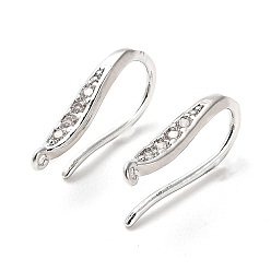 Платина Латунь микро проложить кубического циркония серьги крючки, проволока для ушей с петлями, без кадмия, без никеля и без свинца, платина, 18 датчик, 16x2.5 мм, отверстие : 0.9 мм, штифты : 1 мм