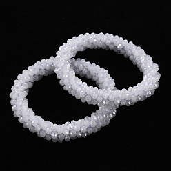 WhiteSmoke AB Color Plated Faceted Opaque Glass Beads Stretch Bracelets, Womens Fashion Handmade Jewelry, WhiteSmoke, Inner Diameter: 1-3/4 inch(4.5cm)