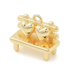 Золотой Латунные подвески, стул с подвесками в виде сердечек, золотые, 11x13x6 мм, отверстие : 1.4 мм