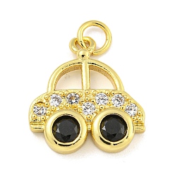 Настоящее золото 18K Покрытие автомобильной стойки латунь микро паве подвески из кубического циркония, без кадмия и без свинца, реальный 18 k позолоченный, 17.5x16x3 мм, отверстие : 3.5 мм