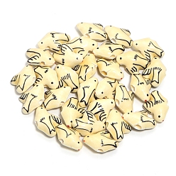 Шампанско-Желтый 5шт. фарфоровые бусины ручной работы, пастельный фарфор, голубь, шампанское желтый, 20x15 мм