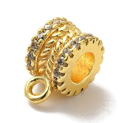 Золотой Колонна латунь микро паве кубический цирконий трубки поручни, долговечный, без кадмия и без свинца, золотые, 10.5x8x6 мм, отверстие : 1.5 мм, внутренний диаметр: 3.6 мм