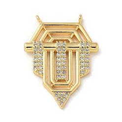 Настоящее золото 14K Латунные микропаве прозрачные подвески с фианитом, амулеты флага Девы Марии, реальный 14 k позолоченный, 26.5x20x3 мм, отверстие : 1.2 мм