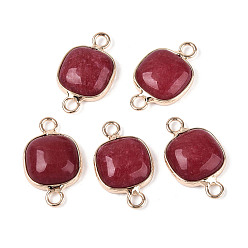 Нефрит Соединители из натурального белого нефрита, с латунной фурнитурой , окрашенные, квадратный, золотые, 21x13x5~5.5 мм, отверстие : 2.5 мм