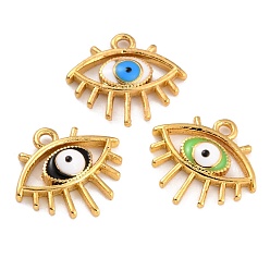 (52) Непрозрачная лаванда Кулоны с эмалью из золотой латуни, долговечный, злые глаза, разноцветные, 12.5x14x2.5 мм, отверстие : 1.3 мм