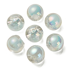 Светло-Синий Прозрачное УФ-покрытие радужные переливающиеся акриловые бусины, бусина в бусине, круглые бусины судзумару, голубой, 15.5~16 мм, отверстия : 3 mm и 4.5 мм
