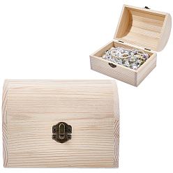 Navajo White Wood Treasure Chest Storage Boxes with Hinged Lid and Metal Clasps, Jewelry Cases for Trinkets, Rectangle, Navajo White, 15.8x11.8x11.5cm