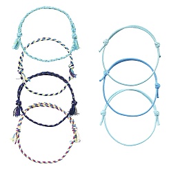 Color mezclado 14 piezas 7 juego de pulseras de cordón de algodón de colores para hombres y mujeres, color mezclado, 5-1/8~11-3/8 pulgada (13~29 cm), 2 piezas / color