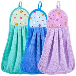 (52) Непрозрачная лаванда 3шт. 3 цветов, очень мягкое волокно, подвесное полотенце-салфетка для рук, для умывания и кухонной раковины, разноцветные, 350x210x4 мм, 1 шт / цвет