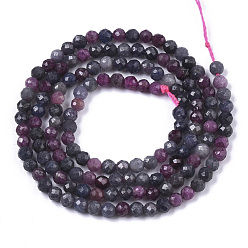 Mixed Stone Natural Red Corundum/Ruby and Sapphire Beads Strands, Faceted, Round, 3mm, Hole: 0.7mm, about 120pcs/strand, 15.75 inch(40cm)