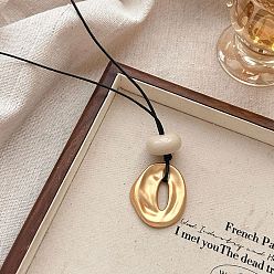 Самородки Женские ожерелья с подвеской-рондель из латуни и смолы, регулируемые, из черного вощеного шнура, самородки, 28.35 дюйм (72 см)