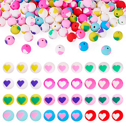 (52) Непрозрачная лаванда 100 бусины из полимерной глины ручной работы., круглые с сердца шаблона, разноцветные, 8 мм, отверстие : 1.5 мм