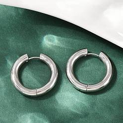 Нержавеющая Сталь Цвет 202 серьги-кольца для полировки из нержавеющей стали, 316 хирургический штифт из нержавеющей стали, цвет нержавеющей стали, 30x5 мм, штифты : 1 мм