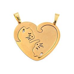 Золотой Вакуумное покрытие pvd 304 подвески из нержавеющей стали, подвески для пар, кошачье очарование, золотые, 26x28.5x1 мм, отверстие : 6x3 мм