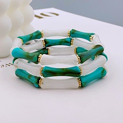 Темный Голубой Браслеты из акрила и бамбука для женщин, темные голубые, внутренний диаметр: 2-1/4 дюйм (5.8 см)