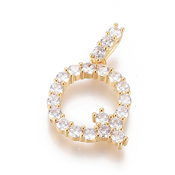 Letter Q Позолоченная латунь с микропаве из прозрачного кубического циркония, долговечный, буквы, letter.q, 22.5x20x3.5 мм, отверстие : 7.5x3.5 мм