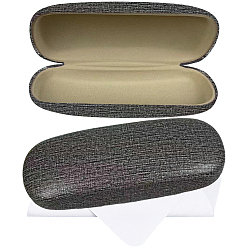 Black 1Pc Oval Polyester Eyeglass Cases, with 1Pc Suede Fiber Glasses Cleaning Cloth, Black, 162x61x40mm