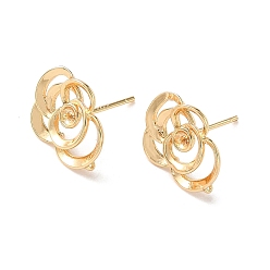Настоящее золото 18K Изделия из латуни, цветок, с петлей, реальный 18 k позолоченный, 11x14 мм, отверстие : 1 мм, штифты : 0.7 мм