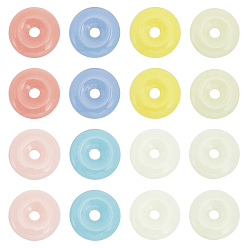 (52) Непрозрачная лаванда 16шт 8цвета синтетические светящиеся камни подвески, светится в темноте, пончики, окрашенные, разноцветные, 30x7.5 мм, отверстие : 6.2 мм, 2 шт / цвет