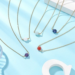 Смешанные камни Ожерелья с подвесками из натуральных драгоценных камней огранки «звезда», 304 колье из троса из нержавеющей стали для женщин, золотые, 16.26 дюйм (41.3 см)