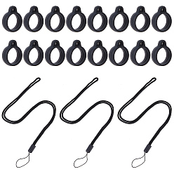 Черный Портативная электронная сигарета анти-потерянный шнурок ожерелья, силиконовые ленты противоскользящие резиновые кольца, чёрные, 420x3 мм