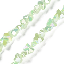 Светло-зеленый Гальванические нити стеклянных бусин-бабочек, с покрытием AB цвета, светло-зеленый, 8x10x5.5 мм, отверстие : 1.2 мм, около 95~100 шт / нитка, 27.55~29.13 дюйм (70~74 см)