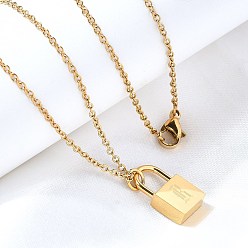 Letter R 304 ожерелья из нержавеющей стали rolo chain, ожерелья с замком для женщин и мужчин, замки с буквой, Буква R, 17.64 дюйм (44.8 см)